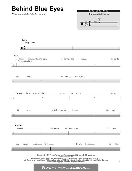 Behind Blue Eyes (Limp Bizkit): Drum set by Peter Townshend