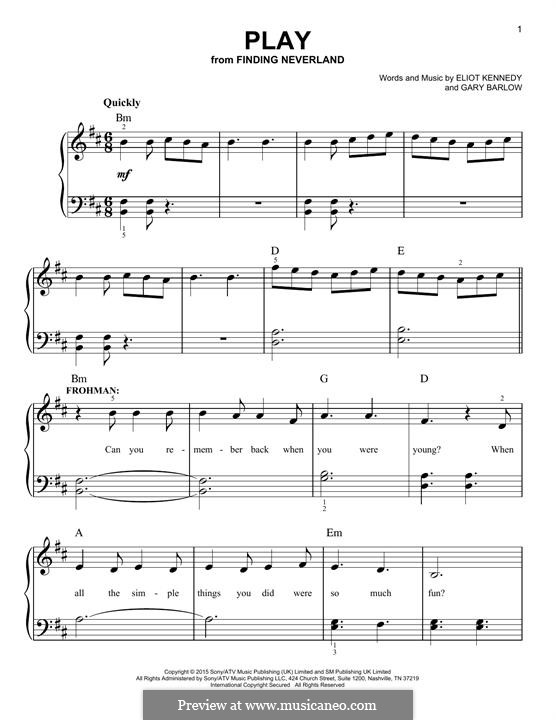 Play (from 'Finding Neverland'): Для фортепиано by Eliot Kennedy, Gary Barlow