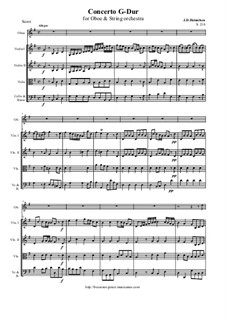 Concerto for Oboe and Strings in G Major, SeiH 216: Score and all parts by Иоганн Давид Хайнихен