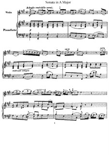 Соната для скрипки и клавесина ля мажор, HWV 372 Op.1 No.14: Версия для скрипки и фортепиано by Георг Фридрих Гендель