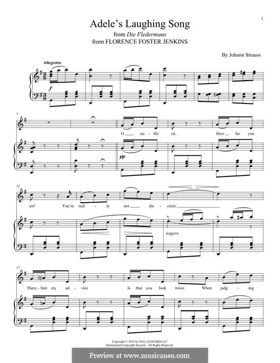Adele's Laughing Song: Для голоса и фортепиано by Иоганн Штраус (отец)
