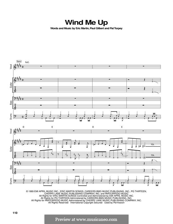 Wind Me Up (Mr. Big): Гитарная табулатура by Eric Martin, Pat Torpey, Paul Gilbert