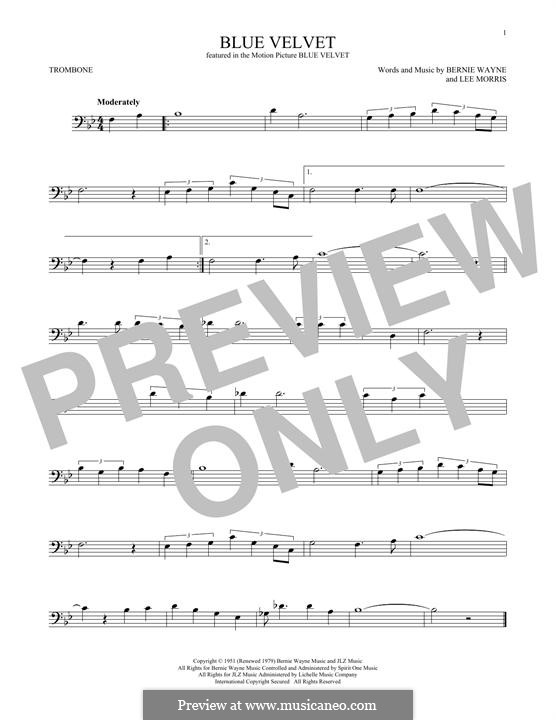Blue Velvet: For trombone by Bernie Wayne, Lee Morris