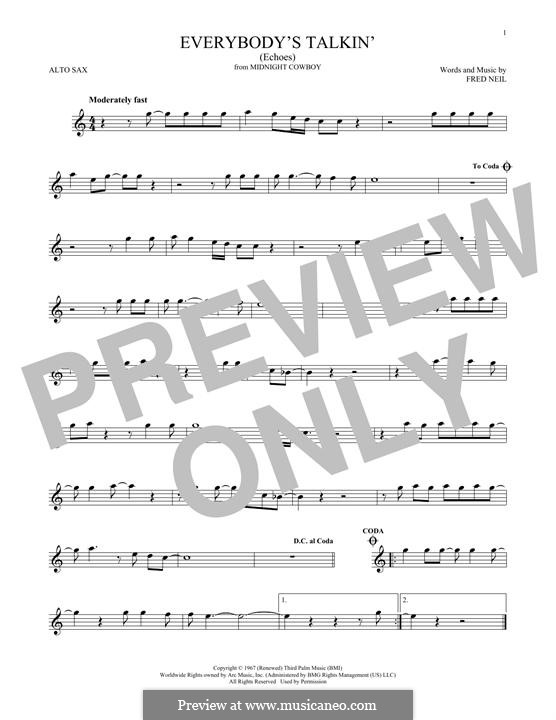 Everybody's Talkin' (Nilsson): Для альтового саксофона by Fred Neil