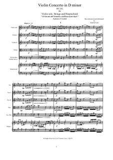 Концерт для скрипки с оркестром No.7 ре минор, RV 242: Score, parts by Антонио Вивальди