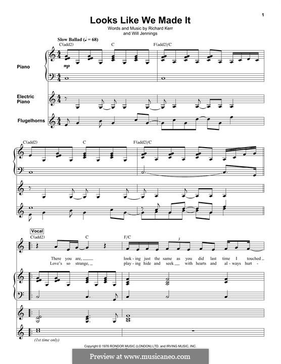 Looks Like We Made It: Для голоса и фортепиано by Richard Kerr, Will Jennings