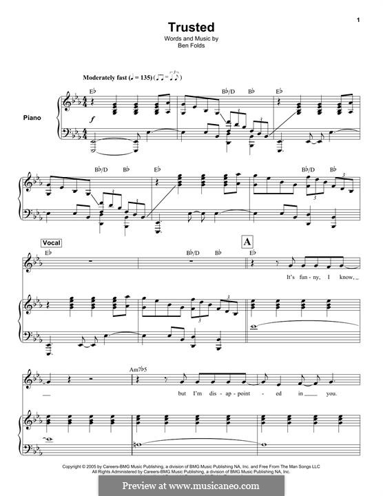 Trusted: Для голоса и фортепиано (или гитары) by Ben Folds