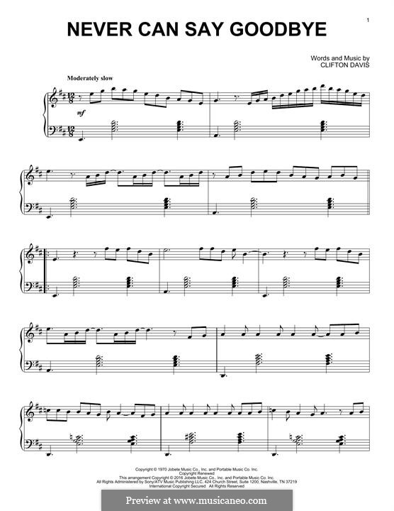 Never Can Say Goodbye (The Jackson 5): Для фортепиано by Clifton Davis