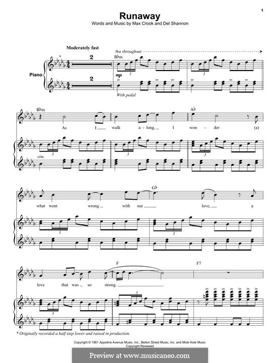 Runaway: Для голоса и фортепиано (или гитары) by Del Shannon, Max Crook