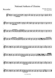 Ще не вмерла Україна. Гимн Украины: Для блокфлейты by Михаил Вербицкий