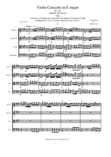 Концерт для скрипки и струнных No.12 ми мажор, RV 265: Arrangement for string quartet by Антонио Вивальди