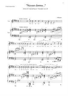 Turandot: Nessun dorma (Fis-dur) by Джакомо Пуччини