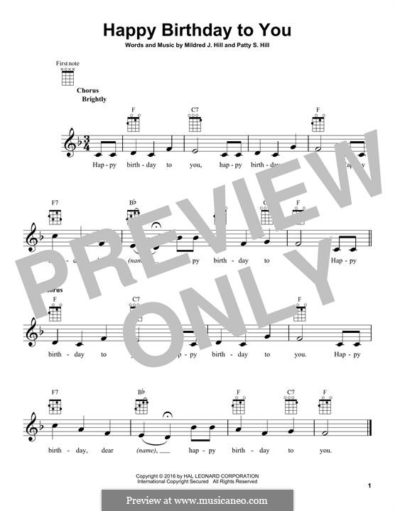 С днем рождения тебя: Для укулеле by Милдред  Хилл