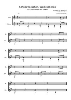 Schneeflöckchen, Weißröckchen: For C-instrument and guitar (G Major) by folklore