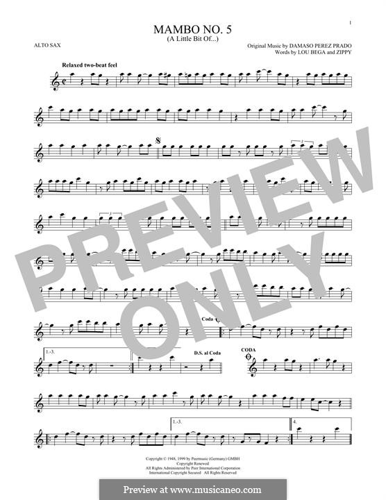 Mambo No.5 (A Little Bit Of... ): Для альтового саксофона by Dámaso Pérez Prado