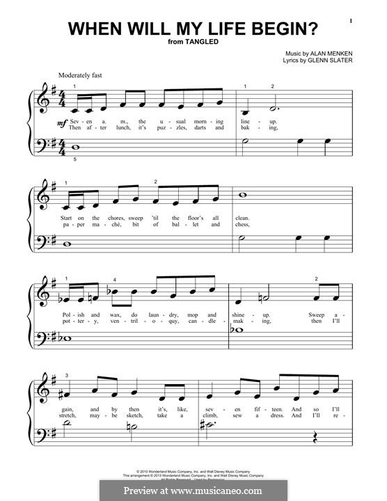When Will My Life Begin? (from Disney's Tangled): Для фортепиано by Alan Menken