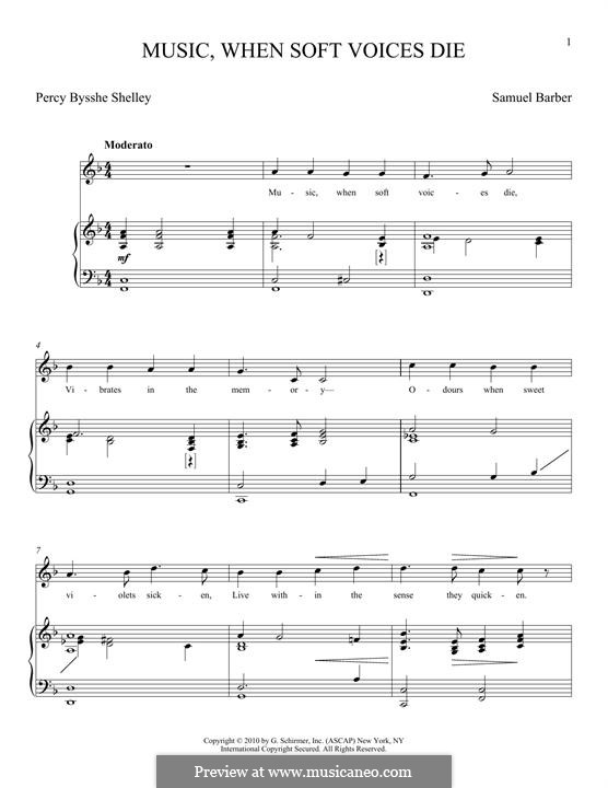 Music, When Soft Voices Die: Для голоса и фортепиано by Сэмюэл Барбер