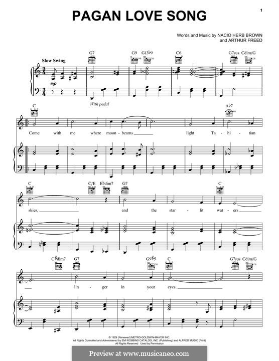 Pagan Love Song: Для голоса и фортепиано (или гитары) by Nacio Herb Brown