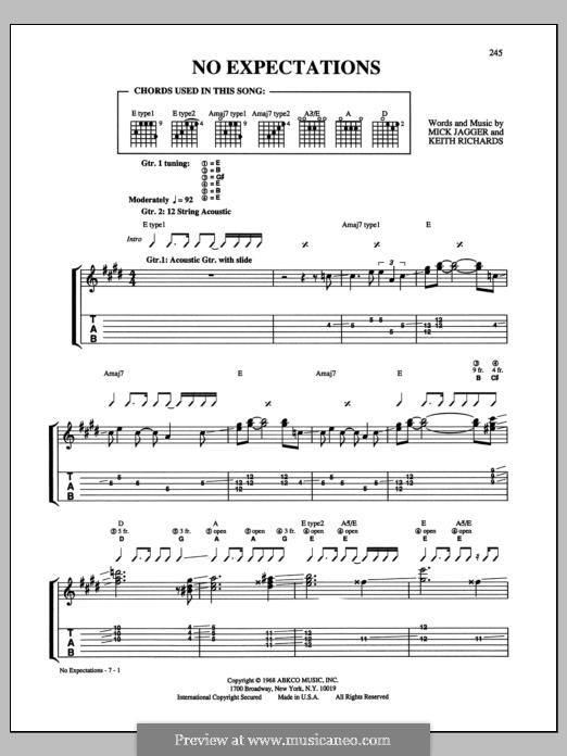 No Expectations (The Rolling Stones): Гитарная табулатура by Keith Richards, Mick Jagger