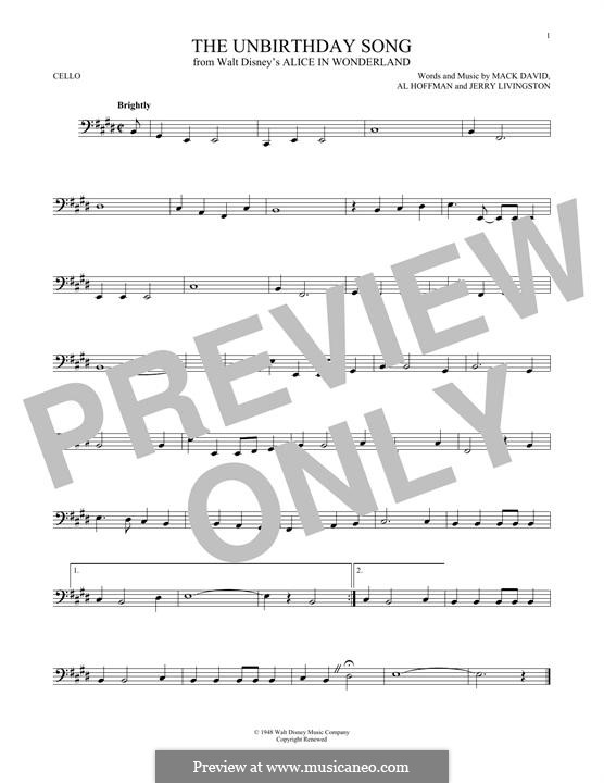 The Unbirthday Song: Для виолончели by Al Hoffman, Jerry Livingston, Mack David