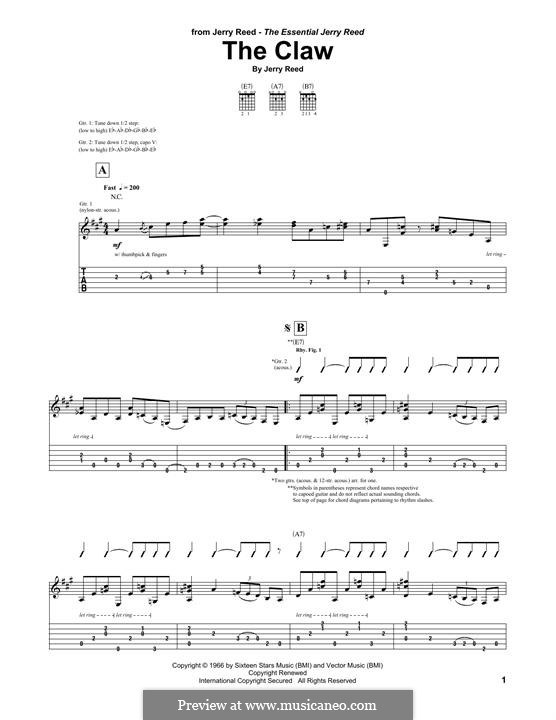 The Claw: Гитарная табулатура by Jerry Reed