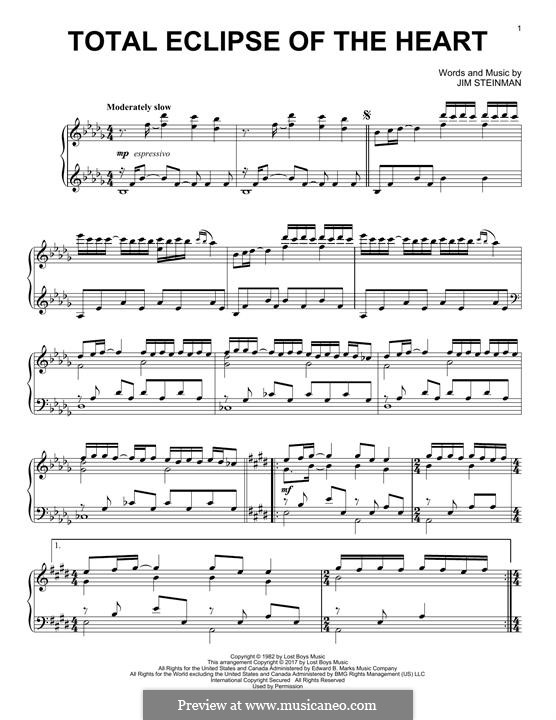Total Eclipse of the Heart (Bonnie Tyler): Для фортепиано by Jim Steinman