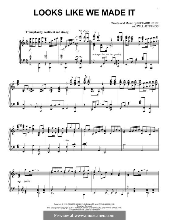 Looks Like We Made It: Для фортепиано by Richard Kerr, Will Jennings