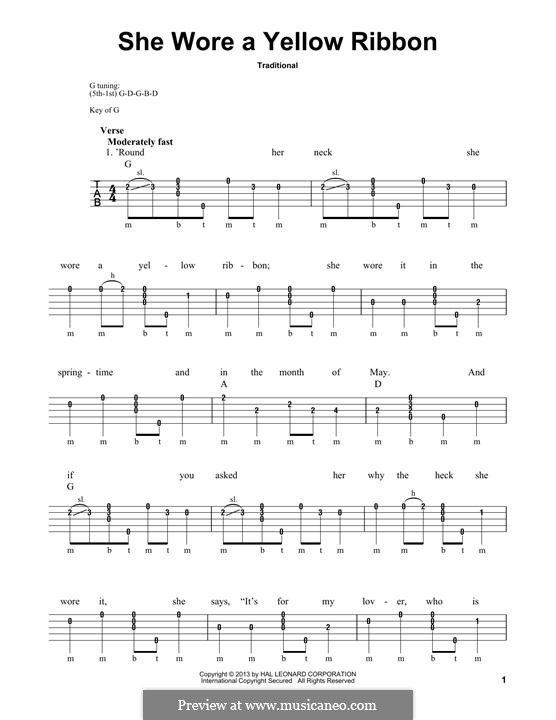 She Wore a Yellow Ribbon: For banjo by George A. Norton