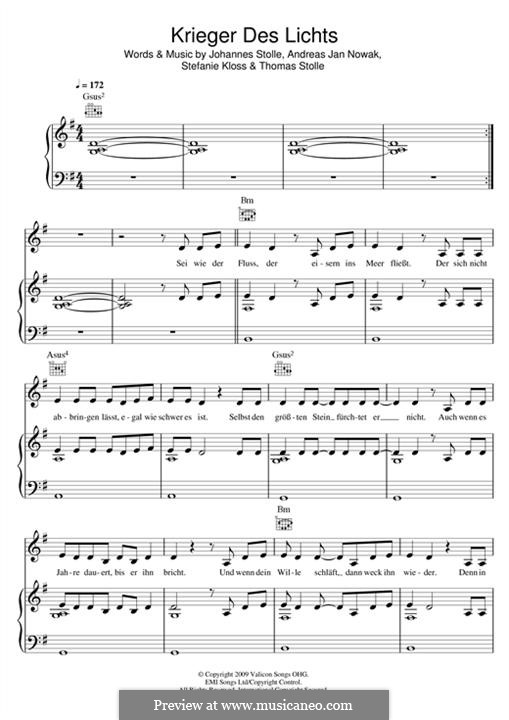 Krieger des Lichts (Silbermond): Для голоса и фортепиано (или гитары) by Johannes Stolle, Thomas Stolle, Andreas Jan Nowak, Stefanie Kloss