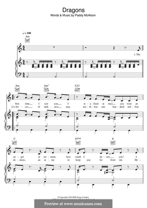 Dragons (Prefab Sprout): Для голоса и фортепиано (или гитары) by Paddy McAloon
