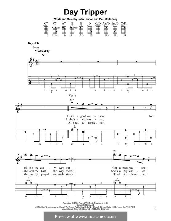 Instrumental version: For banjo by John Lennon, Paul McCartney