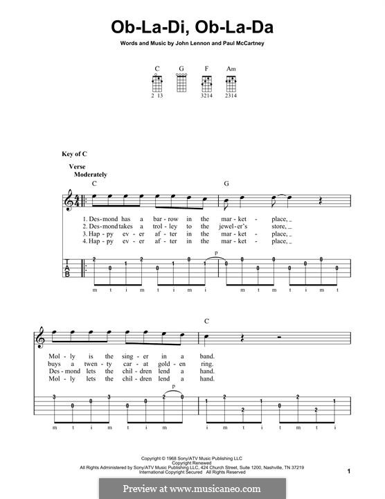 Instrumental version: For banjo by John Lennon, Paul McCartney