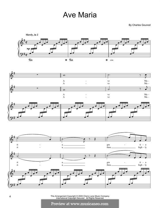 Ave Maria (Printable Sheet Music): Для голосов и фортепиано by Иоганн Себастьян Бах, Шарль Гуно