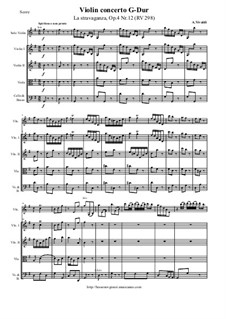 La stravaganza. Twelve Violin Concertos, Op.4: Violin Concerto No.12 in G Major 'La stravaganza' – score and parts, RV 298 by Антонио Вивальди