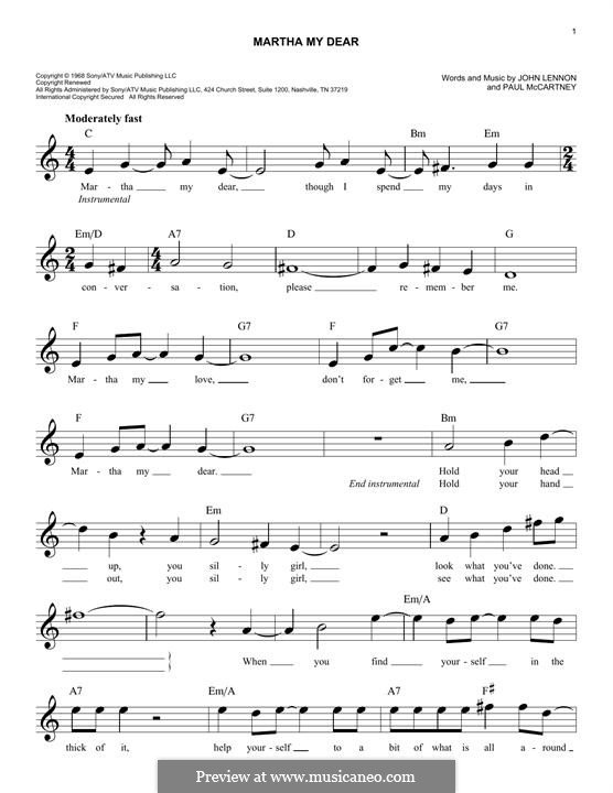 Martha My Dear (The Beatles): Мелодия by John Lennon, Paul McCartney