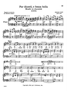 Pur dicesti, o bocca bella: High voice in E Major by Антонио Лотти