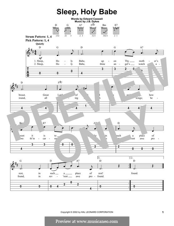 Sleep, Holy Babe! Upon Thy Mother's Breast: Гитарная табулатура by John Bacchus Dykes