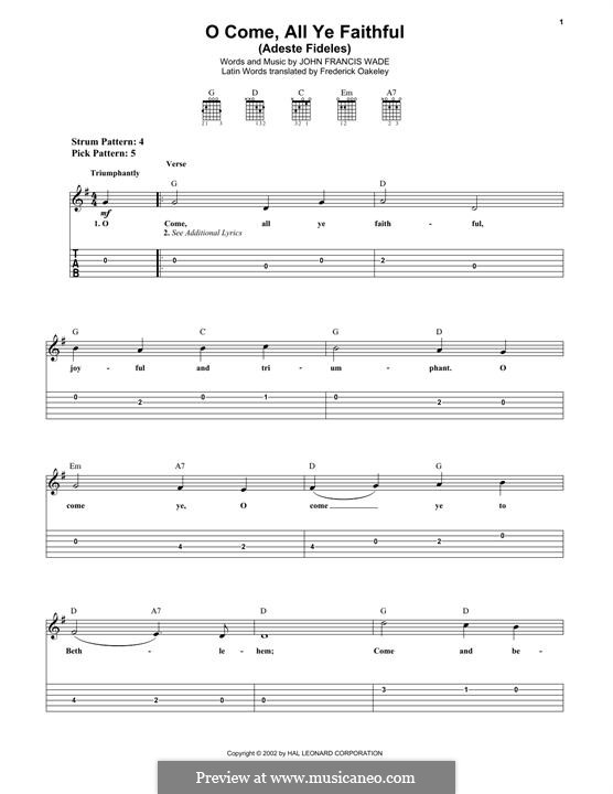 Instrumental version (Printable scores): Гитарная табулатура by Джон Фрэнсис Уэйд
