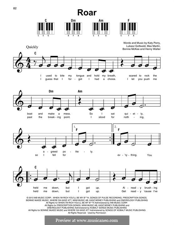 Instrumental version: For any instrument by Bonnie McKee, Katy Perry, Lukas Gottwald, Max Martin, Henry Russell Walter