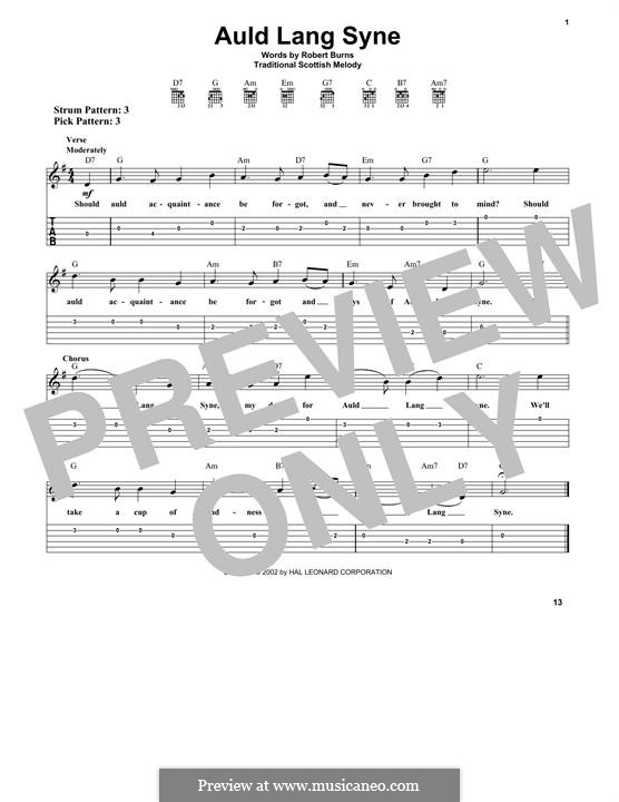 Vocal-instrumental version (printable scores): Гитарная табулатура by folklore