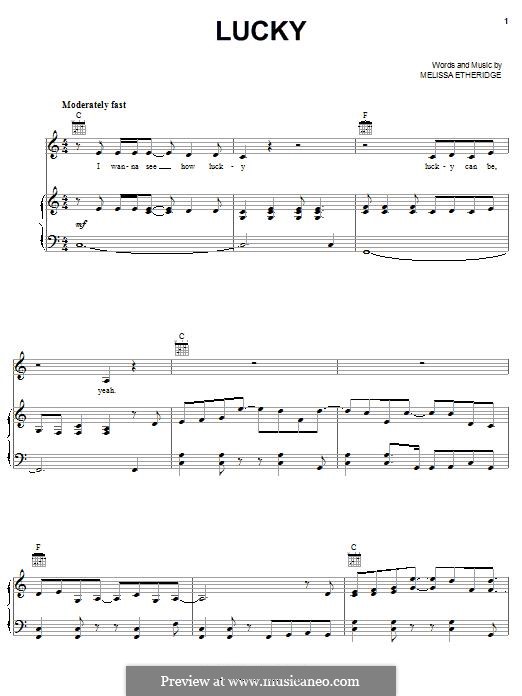 Lucky: Для голоса и фортепиано (или гитары) by Melissa Etheridge