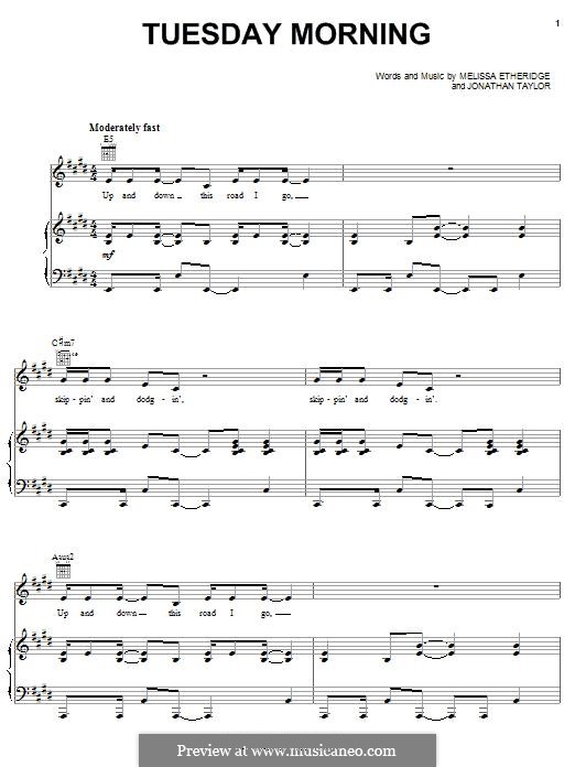 Tuesday Morning: Для голоса и фортепиано (или гитары) by Melissa Etheridge, Jonathan Taylor