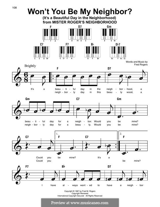 Won't You Be My Neighbor? (It's a Beautiful Day in the Neighborhood): For any instrument by Fred Rogers