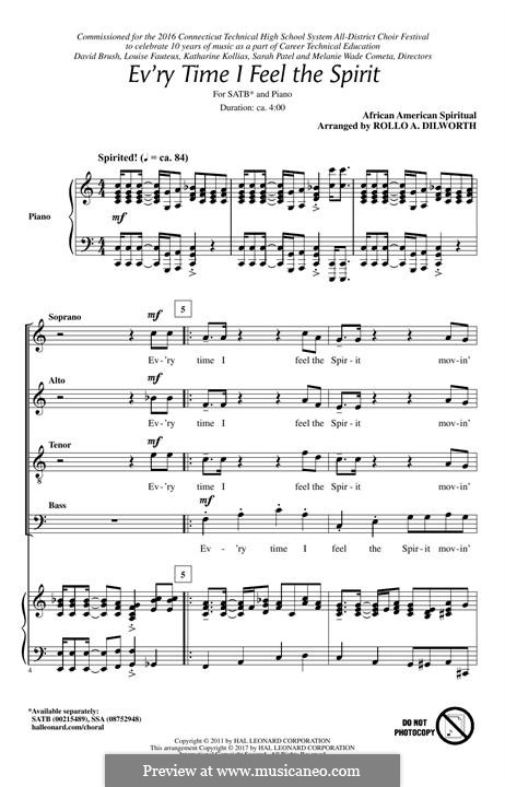 Every Time I Feel the Spirit: Для смешанного хора by folklore