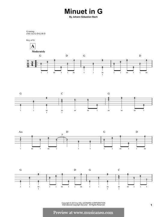 No.4 Менуэт соль мажор, BWV Anh.114: For banjo by Иоганн Себастьян Бах