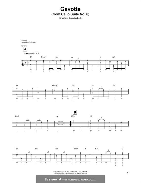 Сюита для виолончели No.6 ре мажор, BWV 1012: Gavotte I. Version for banjo by Иоганн Себастьян Бах
