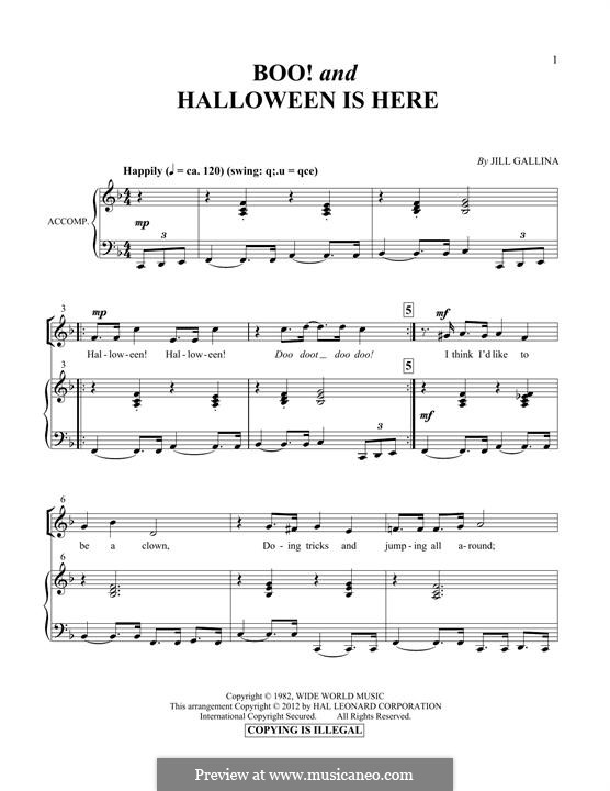 Boo! & Halloween Is Here: Для голоса и фортепиано by Jill Gallina