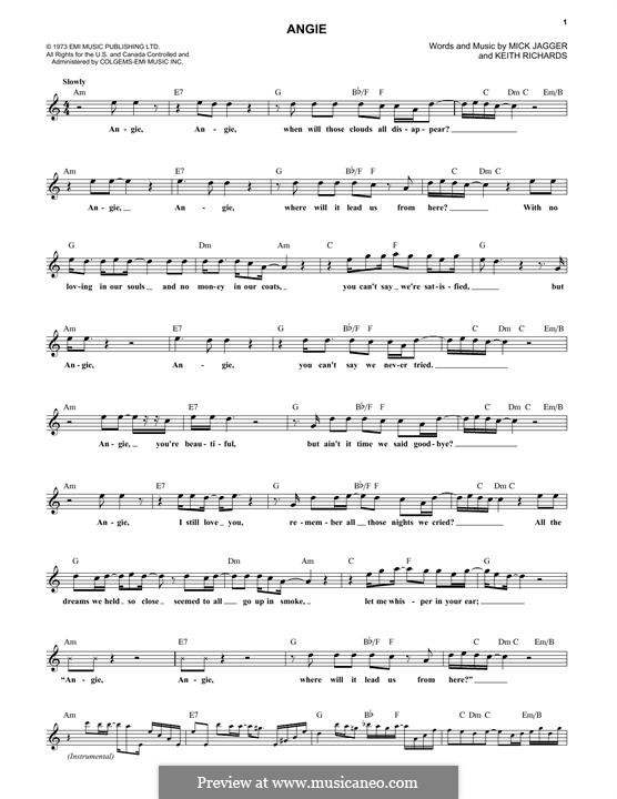 Angie (The Rolling Stones): Мелодия by Keith Richards, Mick Jagger