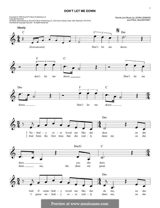 Don't Let Me Down (The Beatles): Мелодия by John Lennon, Paul McCartney