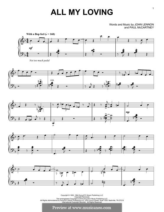 All My Loving (for guitar or piano): Для фортепиано (jazz version) by John Lennon, Paul McCartney